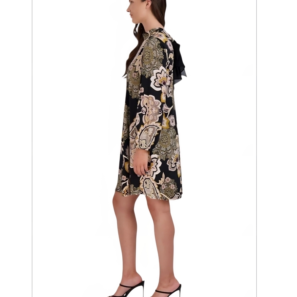Signature by Robbie Bee Black and Olive Floral Dress - Picture 3 of 9
